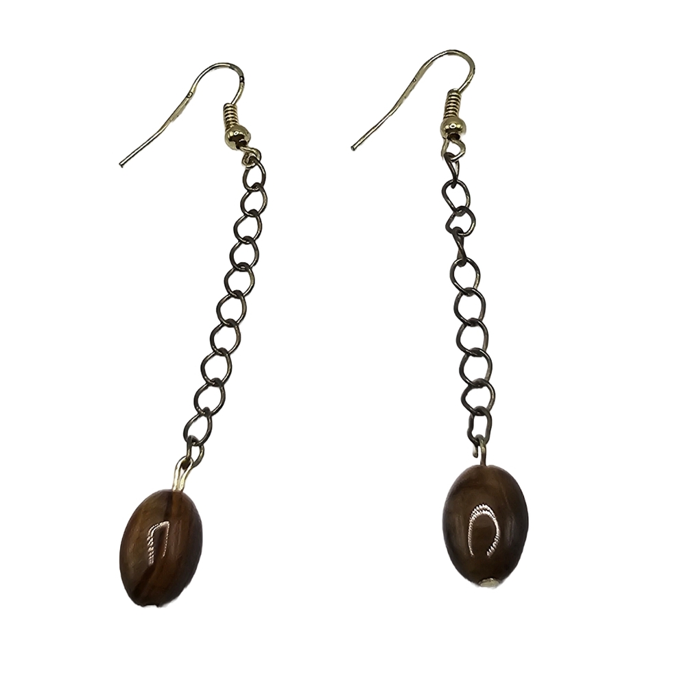 Elegant Brown Chain Drop Earrings